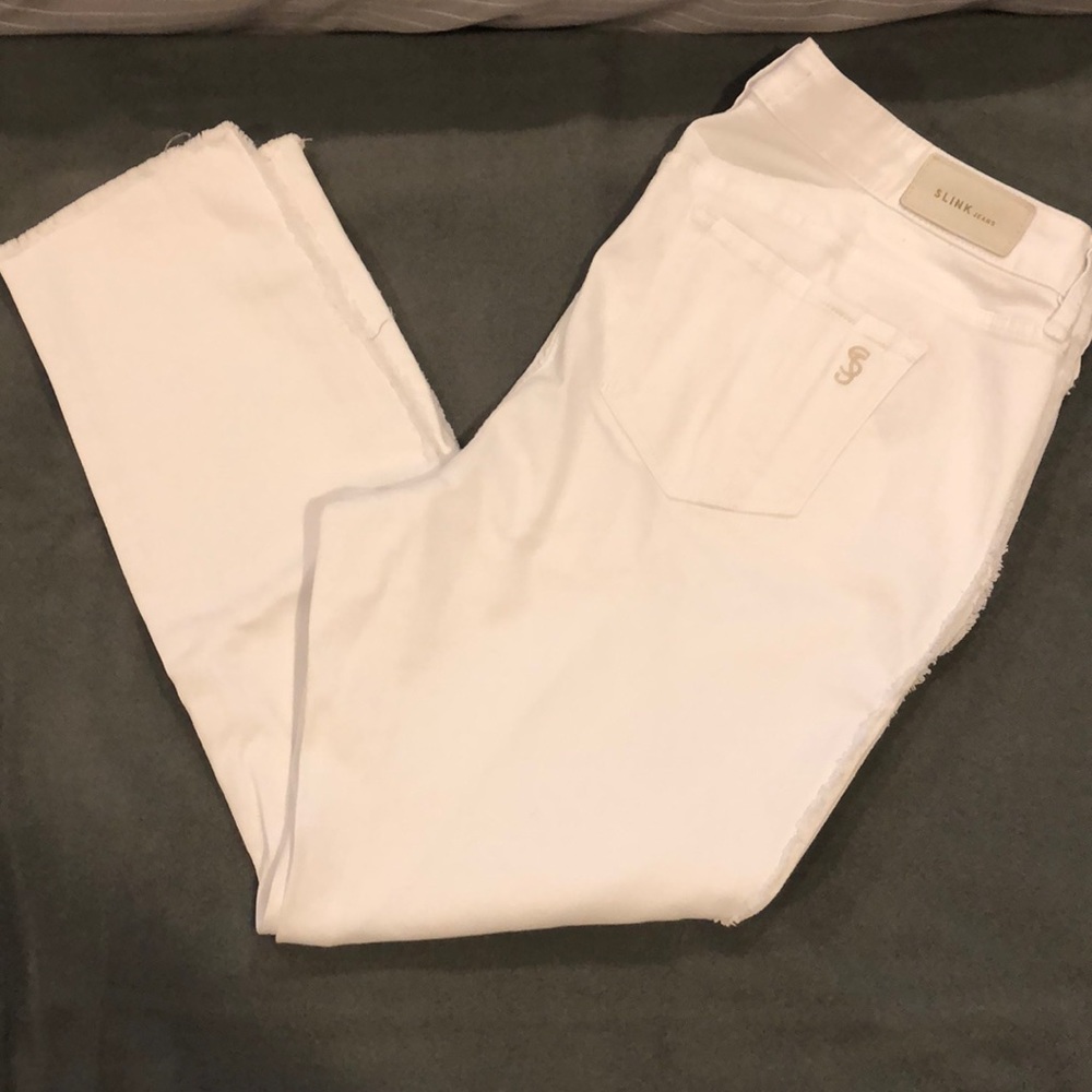 Slink White Denim Jeans with Frayed Hem